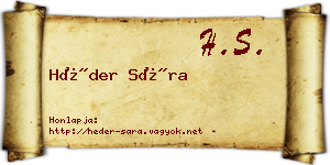 Héder Sára névjegykártya