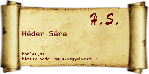 Héder Sára névjegykártya